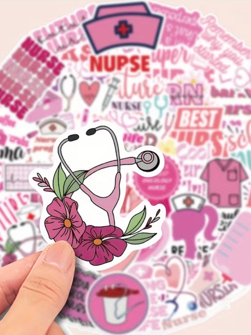 50 Pink Nurse Stickers RN Student Nurse Scrub Life Medical Decals